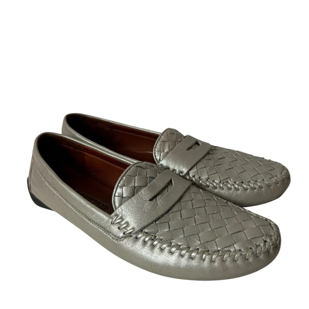 Robert Zur Petra Women Gray Silver Woven Leather Driving Loafer size 9.5 AAAA - Picture 5 of 9